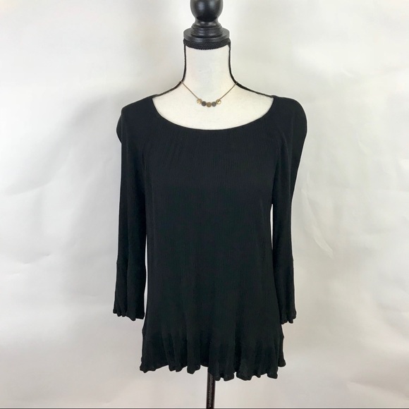 Chelsea & Theodore ruffle black tunic top M - Picture 6 of 6